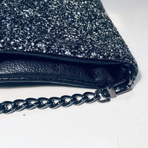 Express Clutch Black Fold-over Sparkly Leather - Picture 5 of 8